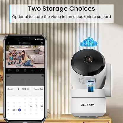 Indoor Security Camera with 360 Monitor, Home Cameras with 2-Way Audio, Night Vision, Motion Detection, Phone App, Cloud & SD Card Storage, Work with Alexa/Google, 2.4GHz WiFi and Bluetooth, 4 Pack