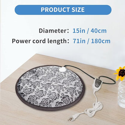 GOLOPET Cat Heating Pad Round with Smart Thermostat Switch and Power Line Protection Tube,Obtained MET and UL Dual Certification,Waterproof Pet Heating Pad for Cats-Rose
