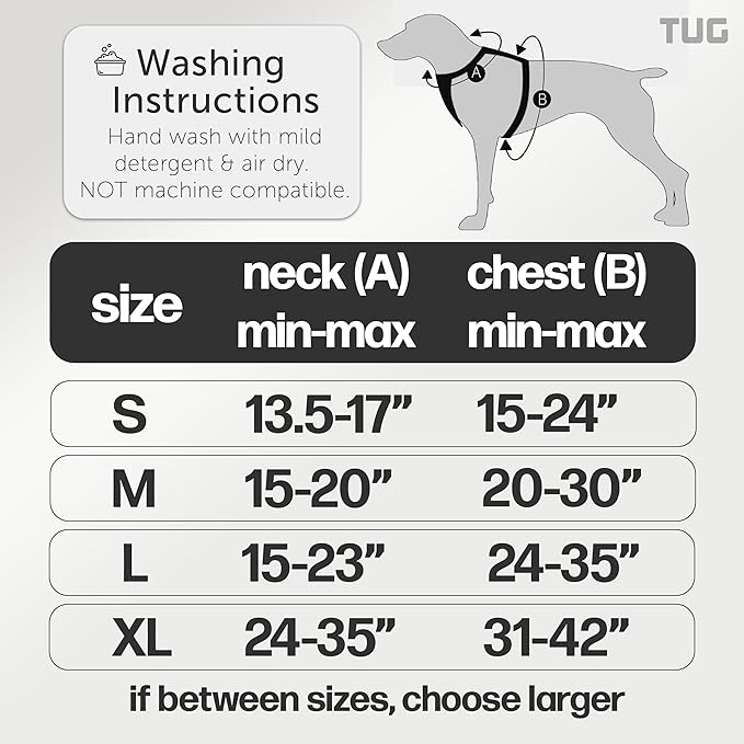 TUG Grab Dog Harness | Integrated Traffic Leash Magnetically Attached for Quick Control (Large/Black)