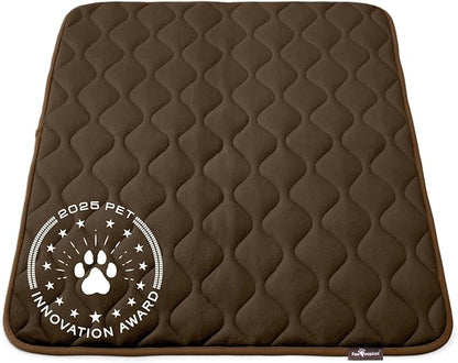Paw Inspired Washable Padded Crate Mats for Dogs | 41” x 28” Pad, Fits 42-inch Kennels | Leakproof, Waterproof Bottom, Plush Pet Beds (Dark Brown)
