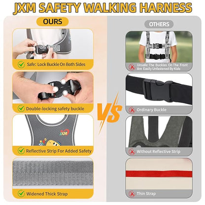 Safety Walking Harness for Big Kids 6-12, Anti-Elopement Vest Harness for Autism Special Needs ADHD, Reflective Leash with Handle for Autistic, Active Children, Adjustable Tether for Travel and Crowds