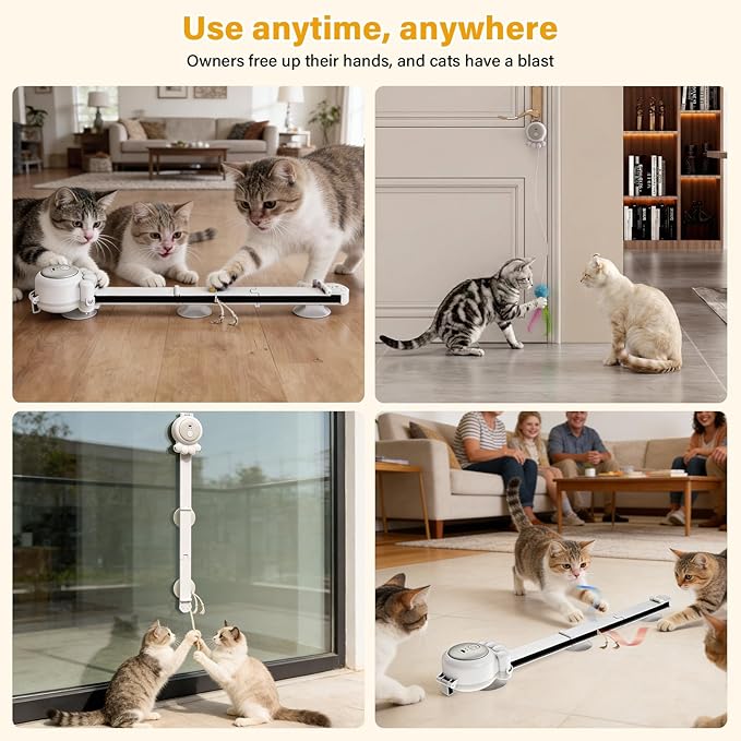 2-in-1 Electric Cat Wand – Rechargeable Auto Indoor Toy, Suction & Hanging Design, 2 Modes (Track Chase + Bounce),Perfect for Kittens & Adult Cats, Ultimate Cat Gift