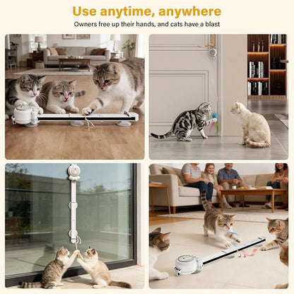 2-in-1 Electric Cat Wand – Rechargeable Auto Indoor Toy, Suction & Hanging Design, 2 Modes (Track Chase + Bounce),Perfect for Kittens & Adult Cats, Ultimate Cat Gift