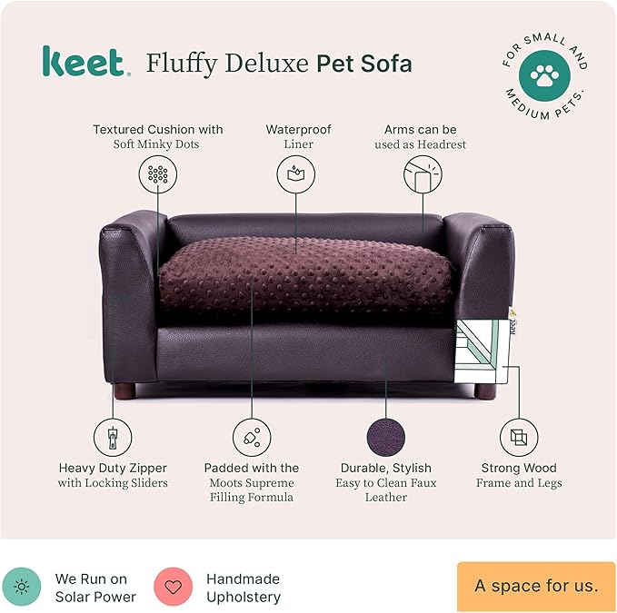 Keet Fluffy Deluxe Pet Bed, Chocolate, Medium