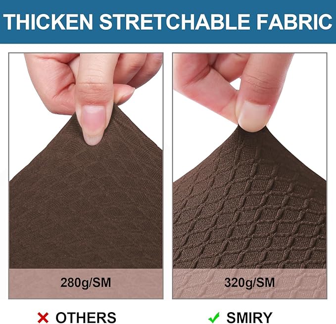 Smiry Waterproof Seat Covers for Dining Room Chairs Set of 2, Stretch Jacquard Removable Washable Chair Seat Slipcovers Protector, No Rear Covers, Light Chocolate