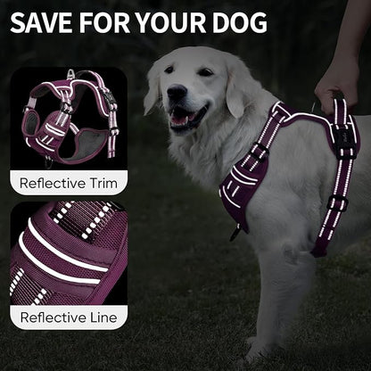 HEELE Dog Harness for Small Dogs No Pull Dog Vest Harness for Small Dog with Soft Padded Handle Reflective for Outdoor Training, Purple(Matching Trim), S