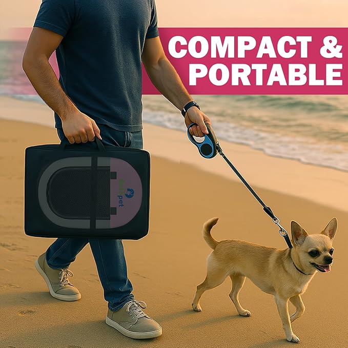 Playpen for Small Dogs Cats Crate: Puppy Play Pen Indoor Outdoor Foldable Potable Exercise Cage Pop up Kennel for Guinea Pig Rabbits Hamster Travel with Carrying Case & Food Bowl (Pink, M, 1)