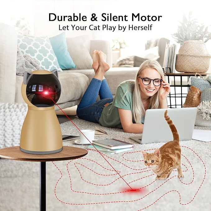 Valonii Interactive Cat Laser Toy Automatic for Indoor Cats,Real Random Trajectory Rechargeable Laser Cat Toys for Indoor Cats/Kittens/Dogs