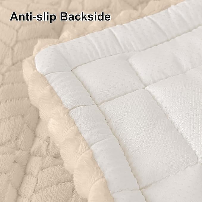 Smiry Non Slip Couch Covers for Dogs, Fuzzy Pet Couch Covers for 3 Cushion Sofa Pet Friendly, Soft Sofa Slipcovers Cushion Furniture Protector Washable (Apricot, 27.6" x 70.9")