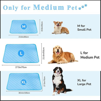 TerraKin Cooling Mat for Dogs and Cats, 27.6" x 21.7" Soft Pet Cooling Pad with Ice Silk Fabric, Comfortable for Crate, Bed, Floor, Sofa(Large, Blue)