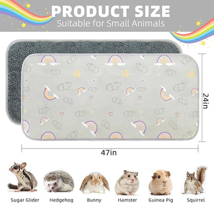 Homimp 2 Pack Guinea Pig Cage Liners, Washable Small Animal Bedding,Waterproof Reusable & Anti Slip Guinea Pig Pee Pad Fast and Super Absorbent Mat for Small Animal Rabbit Bunny Hamster,Grey 24"x47"