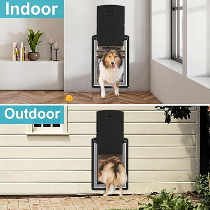ClawJaw Extra Large Dog Door for Wall, Metal Frame and Telescopic Tunnel Pet Door, Double-Sided Wind Deflector and Magnetic Flaps, Easy to Install, Black (Pets Up to 220 Lb)-XLarge