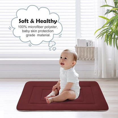 JoicyCo Dog Bed Soft Dog Crate Bed Pad Mat, 36 in Non Slip Bottom Washable Beds for Medium and Large Dogs, Pet Bed Mattress Kennel Pad, Dark Red