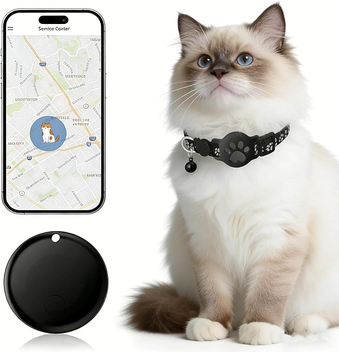 Pet Tracker,GPS Collar for Cats,Smart tag,Waterproof Compatible with Find My,No Monthly Fee,Advanced Tracking Solution Smart Collar for Pet Safety Ideal Small Large Cats(iOS User)