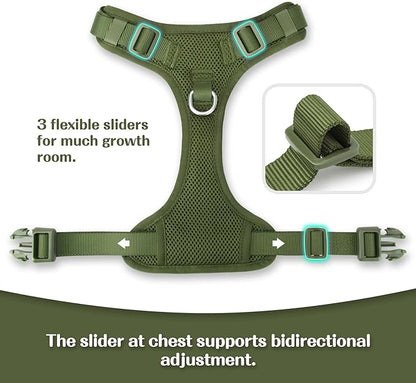 No Pull Dog Harness for Small Medium Large Dogs - Adjustable 2 Layer Mesh Dog Vest with Dual Clip, Escape Proof, Quick Release, Lightweight Breathable Mesh for Walking Hiking (Misty Green,S)