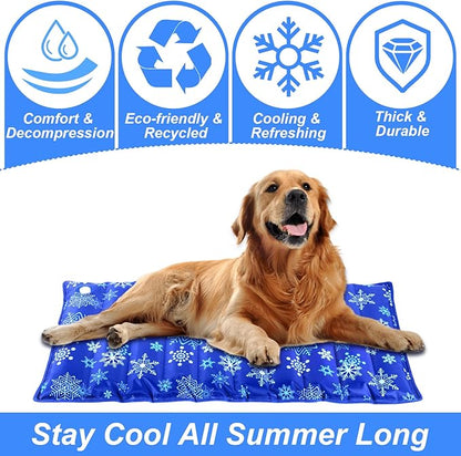 Dog Cooling Mat, 35.4" x 18.9", Cooling Mat for Dogs and Cats, Suitable for All Types of Pets, Durable Cooler Fabric for Better Cool Sensation, Keeping Pets Cool in Summer Heat (Snowflake)