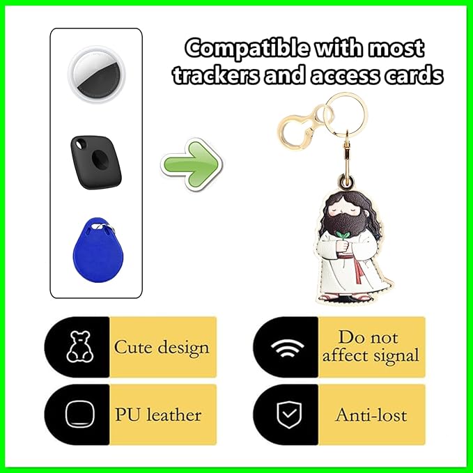 Leather Keychain Holder Case Compatible with AirTag,Cute Protective Cover with Keyring,Anti-Scratch Finder GPS Tracker Case for Wallet Keys,Bag,Pets,Backpack(C)