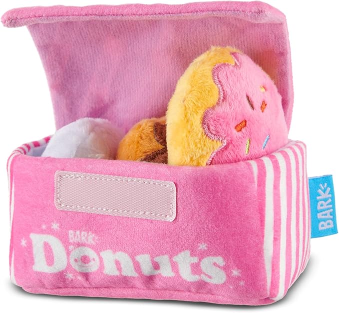 Barkbox Dog Toys – Barker’s Dozen Donuts Plush 4 in 1 Multi Part Interactive Dog Toy for Dogs & Puppies – Small