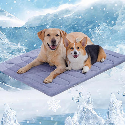 MARUNDA Dog Cooling Mat, No Need to Freeze Or Refrigerate This Cool Pet Pad Cat Mats- Keep Your Pet Cool, Machine Washable (Blue, 51" x 37.5"- XXL-Crate)