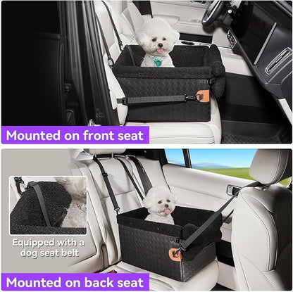 TKYZ Dog Car Seats for Small Medium Dogs,PU Leather Car Seat Boosters,Foldable Puppy Cat Carseats (Black, Small Dog)