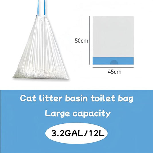 60 Count Cat Litter Box Liners for Automatic Self-Cleaning Litter Box, Heavy Duty Drawstring Waste Bags, Extra Thick 3.6-mil Leak-Proof, 18"x20" (45x50cm), 4 Rolls