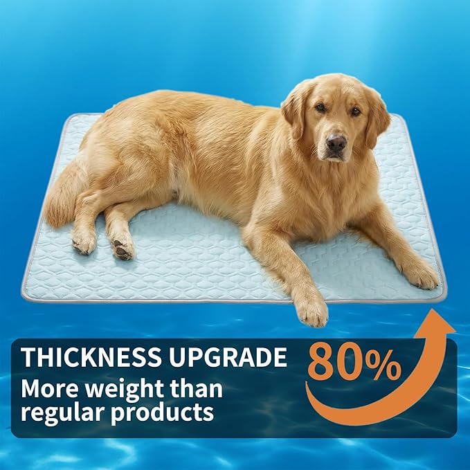HAOMAIJIA Pet Cooling Mat for Dogs Thick Soft Washable Dog Cooling Mat Indoor Upgrade Waterproof Non-Slip Self Cooling Pad for Dog and Cat (Sky Blue, 19'' x 24'' Small)