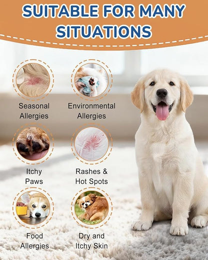 Dog Allergy Chews 260Ct - 23oz Dog Supplements for Itchy Skin and Paw Licking, USA Lab Formula with Probiotics, Dogs are Human Multivitamin Itch Relief, Boost Immune System