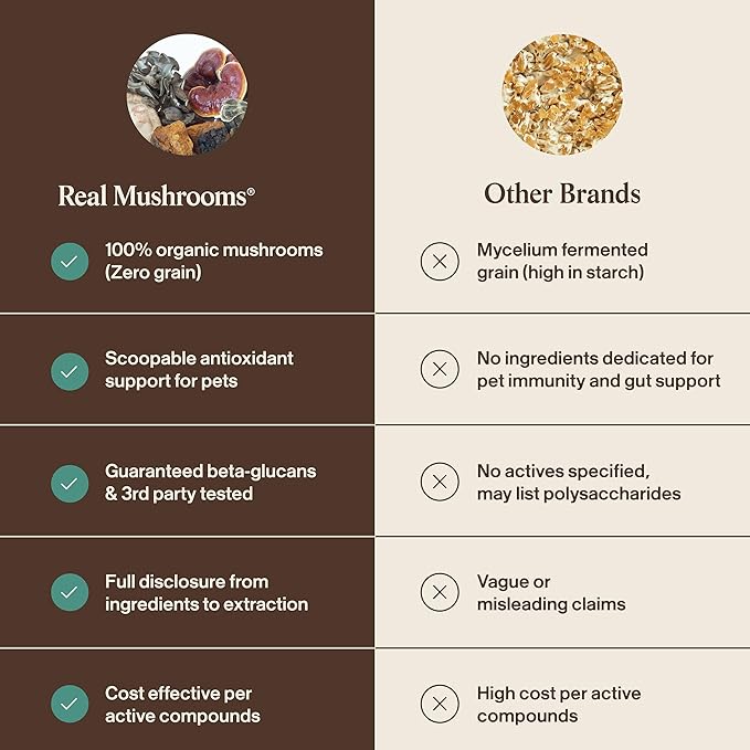 Real Mushrooms Pet Defenders with Krill - Dog Immune Support with Reishi, Turkey Tail, Shiitake, Maitake Organic Mushroom Extracts, Chaga - Daily Digestion and Immune Support for Dogs and Cats, 75g