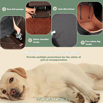 WOOAIDAGG Dog Car Seat for Medium Sized Dog,Pet Travel Car Bed with Seat Belt Channle,Fully Detachable and Washable Car Dog Seat with Adjustable Straps,3 Straps Easy to Install (Grey)