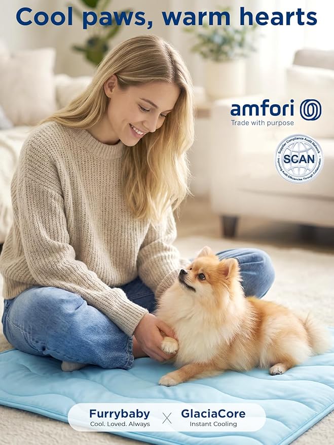 Dog Cooling Mat for Large Dogs, 42"x28" Breathable Self Cooling Crate Mat for Dogs & Cats, QMAX>0.5 Portable Washable Pet Cooling Mat for Dog Bed, Thickened Cool Fiber Indoor/Outdoor Summer,Blue