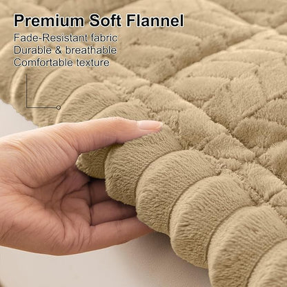 Smiry Non Slip Couch Covers for Dogs, Fuzzy Pet Couch Covers for 3 Cushion Sofa Pet Friendly, Soft Sofa Slipcovers Cushion Furniture Protector Washable (Khaki, 27.6" x 82.7")