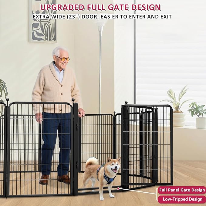 Dog Playpen Outdoor, 40 inch 36 Panels Dog Fence with Extra Wide Gate No-Tripped Pet Playpen Rustproof Dog Pen Indoor Puppy Playpen for Temporary Containment Portable Pet Fence for RV Camping