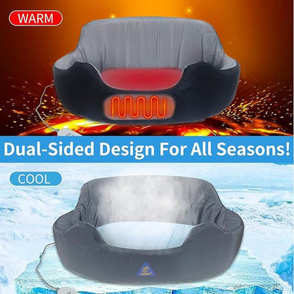 Self-Heating Pet Bed with Adjustable Heat & Reversible Design - 3 Temperature Settings, Removable Washable Cover, Waterproof & Non-Slip Base for Dogs and Cats, Grey