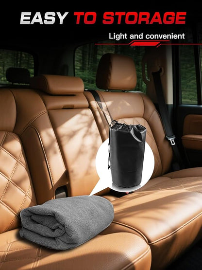 Car Seat Cover Towel, Waterproof Sweat Absorbent Back Seat Protector for Sedans SUVs & Minivans, Non-Slip Machine Washable Rear Bench Cover for Post-Gym, Beach, Pets & Kids (Gray)