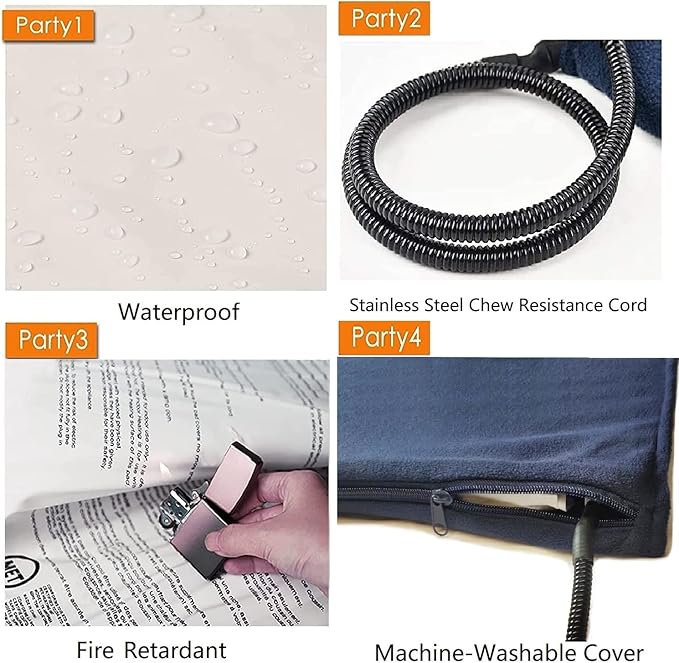 TJOY Pet Heating Pad for Cats & Dogs - Adjustable Temperature Electric Heated Bed Mat with Timer, Waterproof Cat Warming Pad