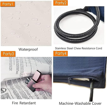 TJOY Pet Heating Pad for Cats & Dogs - Adjustable Temperature Electric Heated Bed Mat with Timer, Waterproof Cat Warming Pad