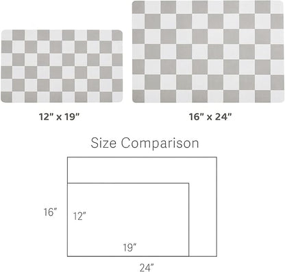 Ralxion Checkered Dog Feeding Mat, Absorbent Mats for Dog Food and Water Bowl, Dispenser, Retro Modern Aesthetic Preppy Grey Checkerboard Pet Placemat for Dogs, Cats, Puppy Accessories, 12" X19”