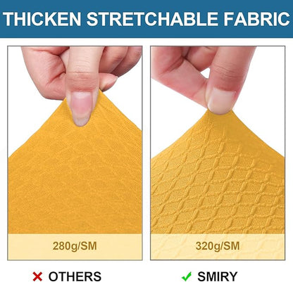 Smiry Waterproof Seat Covers for Dining Room Chairs Set of 4, Stretch Jacquard Removable Washable Chair Seat Slipcovers Protector, No Rear Covers, Mustard Yellow