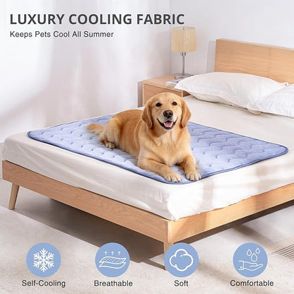 Dog Cooling Mat, Double-Sided Cooling Pet Pad, 28" x 19" Arc-Chill Cool Fiber & Q-MAX>0.45, Soft Breathable Pet Bed for Couch, Crate & Car, Foldable & Washable Summer Pet Blanket - M