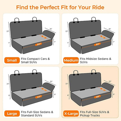 URPOWER Dog Car Seat Cover for Back Seat - Waterproof Non-Slip Car Seat Protector for Dogs Pet, Scratchproof Back Bench Seat Covers for Full-Size SUVs & Pickup Trucks, Black