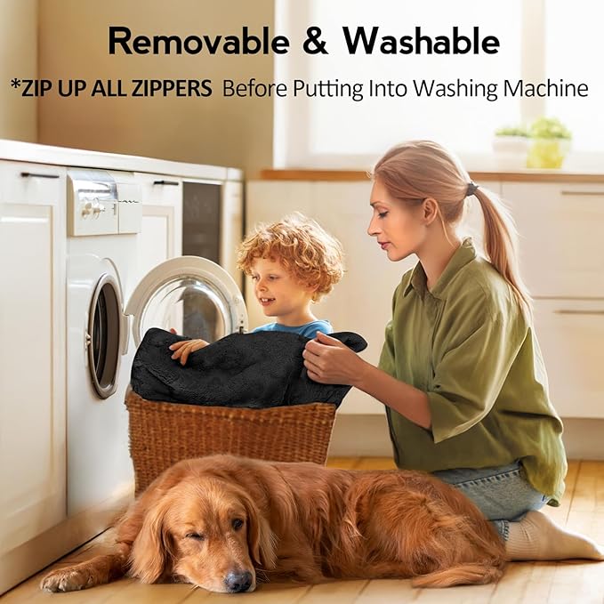 MEKIY Large Dog Bed - XL Orthopedic Egg-Crate Memory Foam Dog Beds with Removable Washable Cover, Waterproof Pet Beds with Non-Slip Bottom, Black