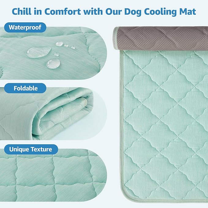 LOOBANI Dog Cooling Mat for Small Medium Dogs - 28" x 22" Pet Cooling Pad for Cats with Non-Slip Bottom, Portable Washable Cool Mat in Outdoor Summer, Couch, Bed, Kennels and Floor