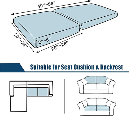 Waterproof Couch Cushion Covers Sofa Cushion Slipcover, Stretch Seat Covers Outdoor Cushion Cover Replacement, Furniture Protector Covers for Pets (2-Piece Loveseat Cushion Cover, Chocolate)
