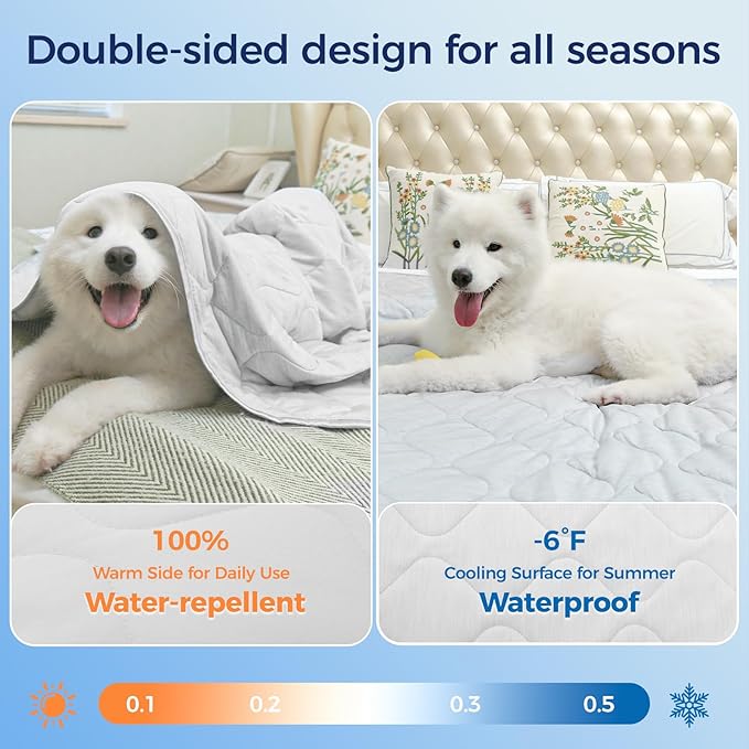 Rywell Cooling Blanket for Dogs, Large Dog Cooling Mat Q-Max>0.5, Durable&Versatile with Cooling&Soft Surfaces for All Seasons,Waterproof Protect Sofa Bed,32 * 44IN Washable Dog Blanket