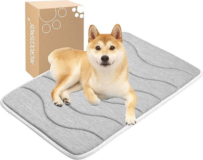 MICROCOSMOS 0.8" Thick Cooling Dog Foam Pad & Summer Pet Sleeping Mat, Machine Washable, Materials Safe, Portable Flat Pet Bed for Dogs.(Light Grey, 30" x 19")