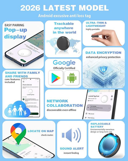 Air Tags for Android,Air Tags-4 Pack Android,2 Year Battery Life,Air Tracker Tags with 4 Case,Google Find Trackers for Google'S Find Hub App,IP65 Waterproof Luggage Tracker for Keys