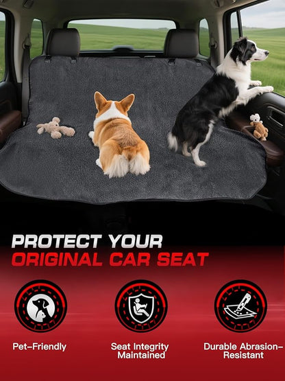 Car Seat Cover Towel, Waterproof Sweat Absorbent Back Seat Protector for Sedans SUVs & Minivans, Non-Slip Machine Washable Rear Bench Cover for Post-Gym, Beach, Pets & Kids (Gray)