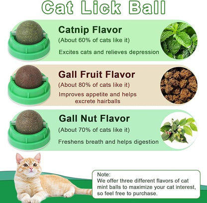 CCINEE 3PCS Catnip Balls for Cats Wall Catnip Toys Edible Cat Toys for Cat Lick Safe Healthy Kitten Chew Toys Teeth Cleaning Dental Cat Toys