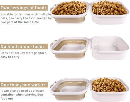 Collapsible Dog Water Bowl, Portable Dog Bowl for Traveling, 2-in-1 Pet Food and Water Feeder - Travel Dog Bowls with Lid for Walking, Traveling, Camping and Hiking