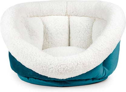 Sherry Kline Medium Cuddler Cup Pet Bed: Cozy Retreat with Deep Cushioning, Secure & Snug Space for Nap or Lounge, Easy in 'n' Out Access, Polyester Fiber, Round Shape (Blue)